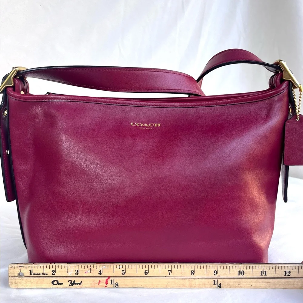 Coach Legacy East West Duffel 25355 Burgundy Leather Bag with Gold Hardware